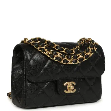 Chanel Chanel Mini "CC Vibe" Flap Bag Black Shiny Caviar Brushed Gold Hardware | Thumbnail 2 Chanel Chanel Mini "CC Vibe" Flap Bag Black Shiny Caviar Brushed Gold Hardware | Thumbnail 2