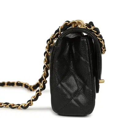 Chanel Chanel Mini "CC Vibe" Flap Bag Black Shiny Caviar Brushed Gold Hardware | Thumbnail 3 Chanel Chanel Mini "CC Vibe" Flap Bag Black Shiny Caviar Brushed Gold Hardware | Thumbnail 3