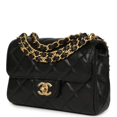 Chanel Chanel Mini "CC Vibe" Flap Bag Black Shiny Caviar Brushed Gold Hardware | Thumbnail 5 Chanel Chanel Mini "CC Vibe" Flap Bag Black Shiny Caviar Brushed Gold Hardware | Thumbnail 5