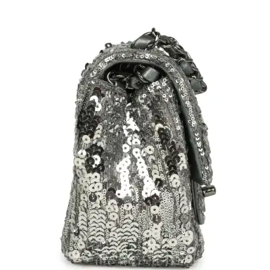 Chanel Chanel Mini Classic Square Flap Bag Metallic Silver Sequins Ruthenium Hardware | Thumbnail 3 Chanel Chanel Mini Classic Square Flap Bag Metallic Silver Sequins Ruthenium Hardware | Thumbnail 3
