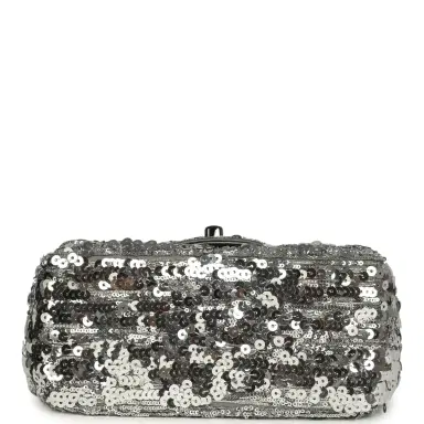 Chanel Chanel Mini Classic Square Flap Bag Metallic Silver Sequins Ruthenium Hardware | Thumbnail 6 Chanel Chanel Mini Classic Square Flap Bag Metallic Silver Sequins Ruthenium Hardware | Thumbnail 6