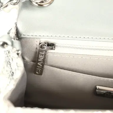 Chanel Chanel Mini Classic Square Flap Bag Metallic Silver Sequins Ruthenium Hardware | Thumbnail 10 Chanel Chanel Mini Classic Square Flap Bag Metallic Silver Sequins Ruthenium Hardware | Thumbnail 10