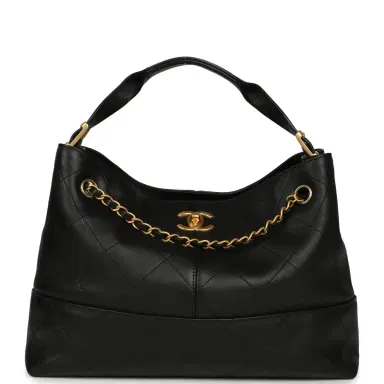 Chanel Chanel Small Coco Hobo Bag Black Calfskin Antique Gold Hardware | Thumbnail 1 Chanel Chanel Small Coco Hobo Bag Black Calfskin Antique Gold Hardware | Thumbnail 1