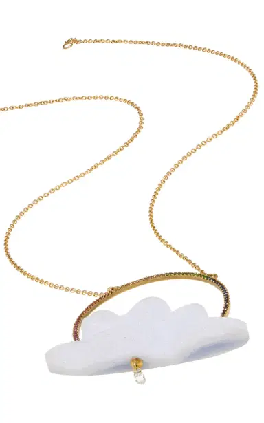 Annette Ferdinandsen Chalcedony Drusy Rainbow Daydreamer Cloud With Diamond Rain Drop Necklace | Thumbnail 3 Annette Ferdinandsen Chalcedony Drusy Rainbow Daydreamer Cloud With Diamond Rain Drop Necklace | Thumbnail 3