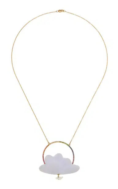 Annette Ferdinandsen Chalcedony Drusy Rainbow Daydreamer Cloud With Diamond Rain Drop Necklace | Thumbnail 1 Annette Ferdinandsen Chalcedony Drusy Rainbow Daydreamer Cloud With Diamond Rain Drop Necklace | Thumbnail 1