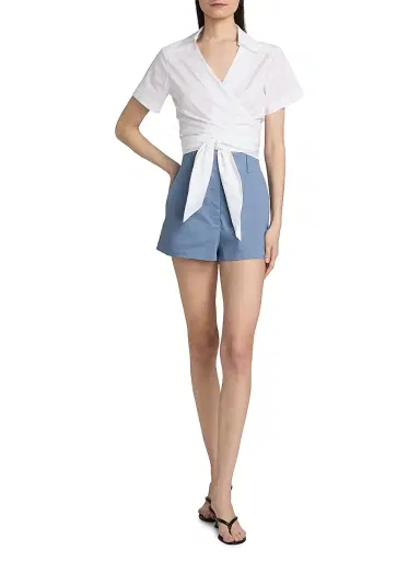 A.L.C. Women's Brielle Cotton Wrap Top - White - Size 14 | Thumbnail 2 A.L.C. Women's Brielle Cotton Wrap Top - White - Size 14 | Thumbnail 2
