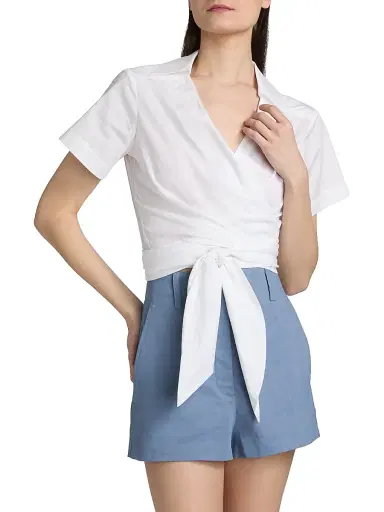 A.L.C. Women's Brielle Cotton Wrap Top - White - Size 14 | Thumbnail 3 A.L.C. Women's Brielle Cotton Wrap Top - White - Size 14 | Thumbnail 3