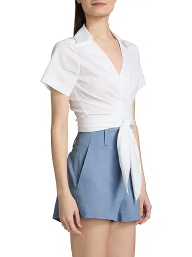 A.L.C. Women's Brielle Cotton Wrap Top - White - Size 14 | Thumbnail 4 A.L.C. Women's Brielle Cotton Wrap Top - White - Size 14 | Thumbnail 4