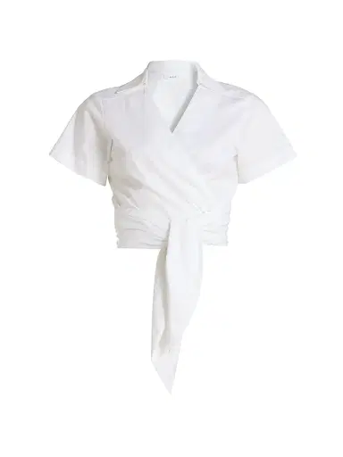 A.L.C. Women's Brielle Cotton Wrap Top - White - Size 14 | Thumbnail 1 A.L.C. Women's Brielle Cotton Wrap Top - White - Size 14 | Thumbnail 1