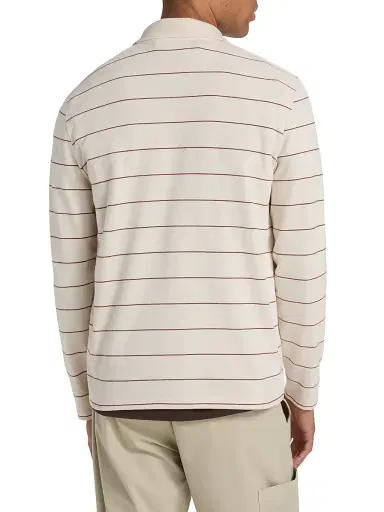 Vince Men's Striped Long-Sleeve Polo Shirt - Smock White Deep Satin - Size XXL | Thumbnail 5 Vince Men's Striped Long-Sleeve Polo Shirt - Smock White Deep Satin - Size XXL | Thumbnail 5