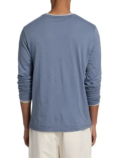 Vince Men's Fine Slub Cotton Double-Layer Crewneck T-Shirt - Hawk Blue Coyote | Thumbnail 5 Vince Men's Fine Slub Cotton Double-Layer Crewneck T-Shirt - Hawk Blue Coyote | Thumbnail 5
