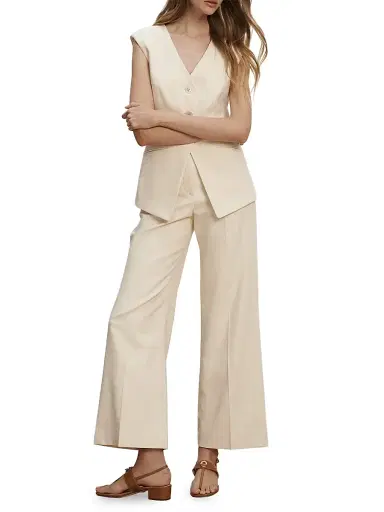 Veronica Beard Women's Cassidee Cotton-Blend Wide-Leg Pants - Ecru - Size 16 | Thumbnail 2 Veronica Beard Women's Cassidee Cotton-Blend Wide-Leg Pants - Ecru - Size 16 | Thumbnail 2