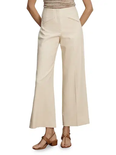 Veronica Beard Women's Cassidee Cotton-Blend Wide-Leg Pants - Ecru - Size 16 | Thumbnail 3 Veronica Beard Women's Cassidee Cotton-Blend Wide-Leg Pants - Ecru - Size 16 | Thumbnail 3