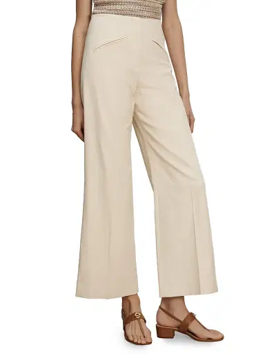 Veronica Beard Women's Cassidee Cotton-Blend Wide-Leg Pants - Ecru - Size 16 | Thumbnail 4 Veronica Beard Women's Cassidee Cotton-Blend Wide-Leg Pants - Ecru - Size 16 | Thumbnail 4