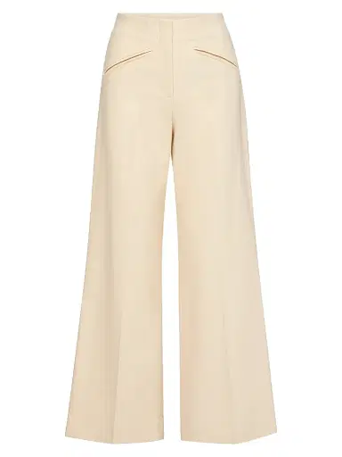 Veronica Beard Women's Cassidee Cotton-Blend Wide-Leg Pants - Ecru - Size 16 | Thumbnail 1 Veronica Beard Women's Cassidee Cotton-Blend Wide-Leg Pants - Ecru - Size 16 | Thumbnail 1