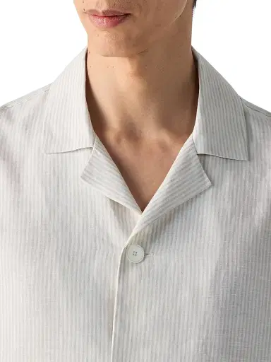 ZEGNA Men's Oasi Lino Pajamas - Light Taupe White | Thumbnail 4 ZEGNA Men's Oasi Lino Pajamas - Light Taupe White | Thumbnail 4