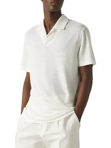 Zegna Men's Oasi Lino Polo Shirt - White | Thumbnail 2 Zegna Men's Oasi Lino Polo Shirt - White | Thumbnail 2