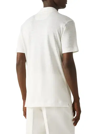 Zegna Men's Oasi Lino Polo Shirt - White | Thumbnail 3 Zegna Men's Oasi Lino Polo Shirt - White | Thumbnail 3