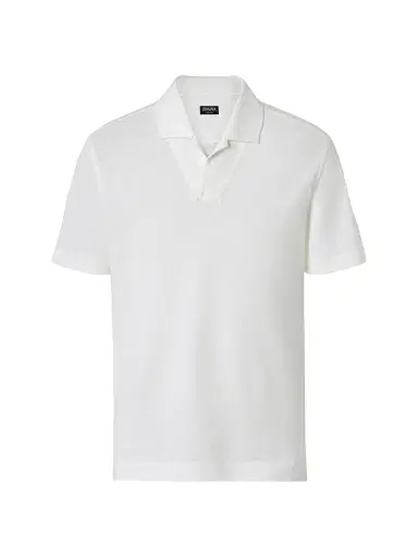 Zegna Men's Oasi Lino Polo Shirt - White | Thumbnail 1 Zegna Men's Oasi Lino Polo Shirt - White | Thumbnail 1