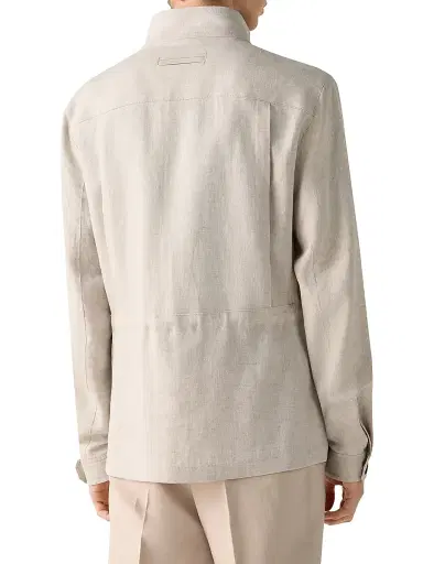 ZEGNA Men's Oasi Lino Field Jacket - Light Taupe | Thumbnail 3 ZEGNA Men's Oasi Lino Field Jacket - Light Taupe | Thumbnail 3