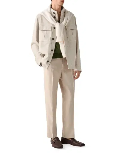 ZEGNA Men's Oasi Lino Field Jacket - Light Taupe | Thumbnail 6 ZEGNA Men's Oasi Lino Field Jacket - Light Taupe | Thumbnail 6