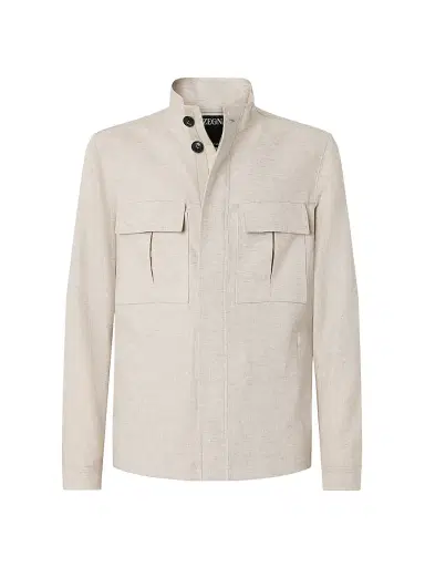 ZEGNA Men's Oasi Lino Field Jacket - Light Taupe | Thumbnail 1 ZEGNA Men's Oasi Lino Field Jacket - Light Taupe | Thumbnail 1