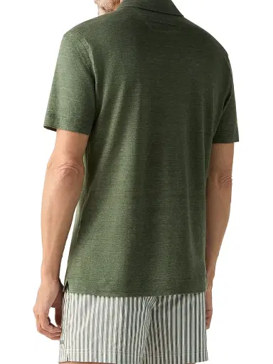 ZEGNA Men's Oasi Lino Polo Shirt - Pine Green | Thumbnail 3 ZEGNA Men's Oasi Lino Polo Shirt - Pine Green | Thumbnail 3