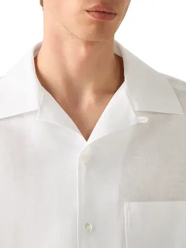 Zegna Men's Oasi Lino Shirt - White | Thumbnail 4 Zegna Men's Oasi Lino Shirt - White | Thumbnail 4