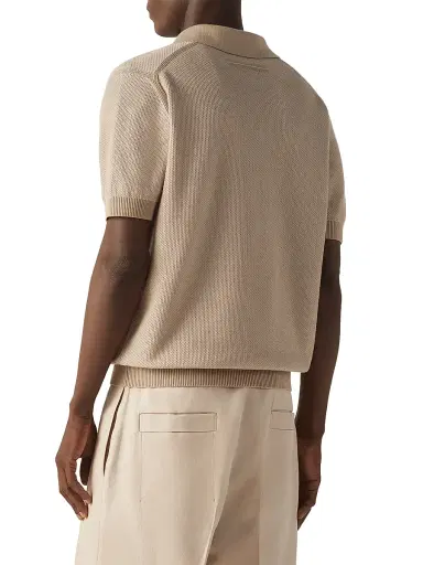 ZEGNA Men's Cotton Polo Shirt - Light Taupe | Thumbnail 3 ZEGNA Men's Cotton Polo Shirt - Light Taupe | Thumbnail 3
