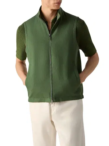 Zegna Men's Oasi Lino Vest - Pine Green | Thumbnail 2 Zegna Men's Oasi Lino Vest - Pine Green | Thumbnail 2
