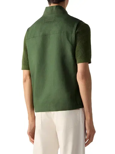 Zegna Men's Oasi Lino Vest - Pine Green | Thumbnail 3 Zegna Men's Oasi Lino Vest - Pine Green | Thumbnail 3