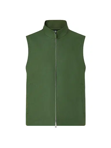 Zegna Men's Oasi Lino Vest - Pine Green | Thumbnail 1 Zegna Men's Oasi Lino Vest - Pine Green | Thumbnail 1