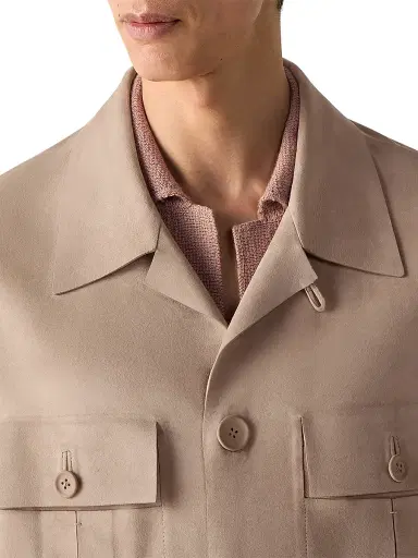 Zegna Men's Leather Sahariana Jacket - Light Taupe - Size 44 | Thumbnail 4 Zegna Men's Leather Sahariana Jacket - Light Taupe - Size 44 | Thumbnail 4