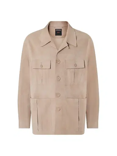 Zegna Men's Leather Sahariana Jacket - Light Taupe - Size 44 | Thumbnail 1 Zegna Men's Leather Sahariana Jacket - Light Taupe - Size 44 | Thumbnail 1