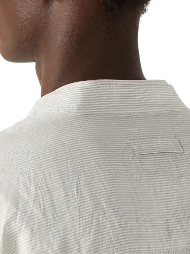 ZEGNA Men's Striped Silk Shirt - White Grey | Thumbnail 4 ZEGNA Men's Striped Silk Shirt - White Grey | Thumbnail 4