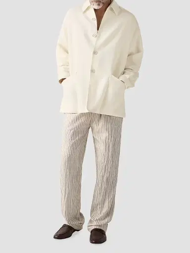 ZEGNA Men's Wool and Linen Overshirt - White | Thumbnail 2 ZEGNA Men's Wool and Linen Overshirt - White | Thumbnail 2