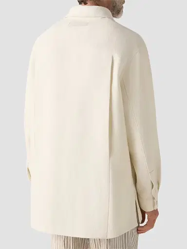 ZEGNA Men's Wool and Linen Overshirt - White | Thumbnail 4 ZEGNA Men's Wool and Linen Overshirt - White | Thumbnail 4