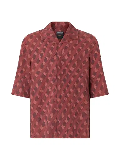 Zegna Men's Printed Linen Shirt | Thumbnail 1 Zegna Men's Printed Linen Shirt | Thumbnail 1