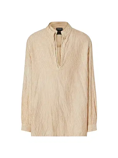 Zegna Men's Striped Silk Shirt | Thumbnail 1 Zegna Men's Striped Silk Shirt | Thumbnail 1