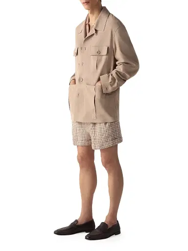 ZEGNA Men's Silk Shorts - Beige | Thumbnail 6 ZEGNA Men's Silk Shorts - Beige | Thumbnail 6