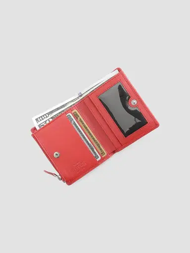 Royce New York Women's Compact Leather Wallet - Red | Thumbnail 3 Royce New York Women's Compact Leather Wallet - Red | Thumbnail 3