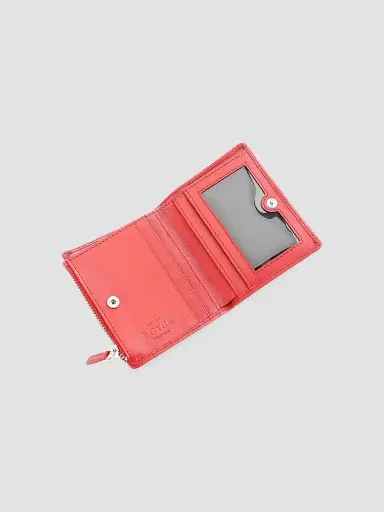 Royce New York Women's Compact Leather Wallet - Red | Thumbnail 4 Royce New York Women's Compact Leather Wallet - Red | Thumbnail 4