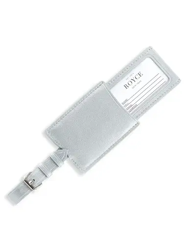 Royce New York Leather Luggage Tag - Silver | Thumbnail 1 Royce New York Leather Luggage Tag - Silver | Thumbnail 1
