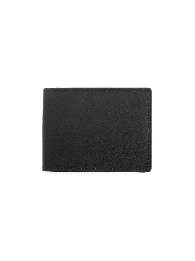 Men's RFID-Blocking Slim Bi-Fold Leather Wallet - Black Red Men's RFID-Blocking Slim Bi-Fold Leather Wallet - Black Red