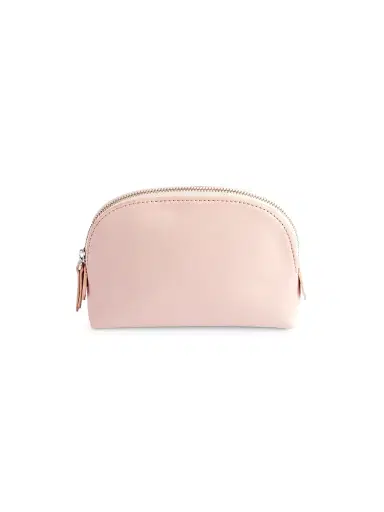 ROYCE New York Women's Compact Leather Cosmetic Bag - Blush Pink | Thumbnail 1 ROYCE New York Women's Compact Leather Cosmetic Bag - Blush Pink | Thumbnail 1
