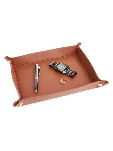 Royce New York Large Leather Catchall Valet Tray - Red | Thumbnail 4 Royce New York Large Leather Catchall Valet Tray - Red | Thumbnail 4