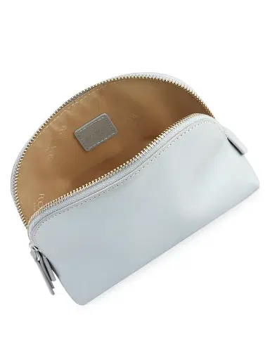 Royce New York Women's Compact Leather Cosmetic Bag - Silver | Thumbnail 2 Royce New York Women's Compact Leather Cosmetic Bag - Silver | Thumbnail 2