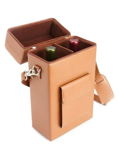 Royce New York Leather Double Wine Carrying Case - Tan | Thumbnail 4 Royce New York Leather Double Wine Carrying Case - Tan | Thumbnail 4