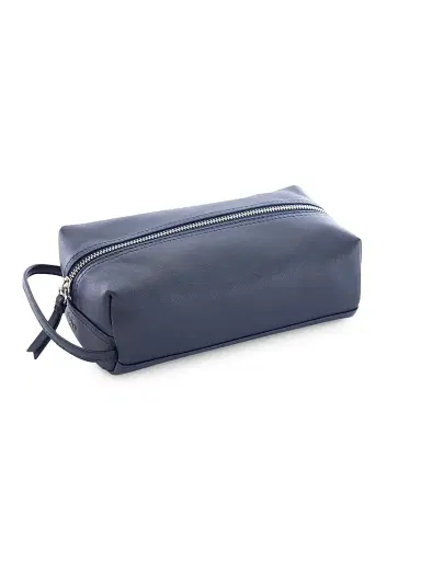 Royce New York Women's Compact Leather Toiletry Bag - Navy Blue | Thumbnail 1 Royce New York Women's Compact Leather Toiletry Bag - Navy Blue | Thumbnail 1