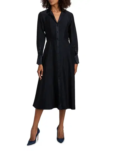 Jason Wu Collection Women's Washed Twill Midi-Shirtdress - Ultra Navy - Size 14 | Thumbnail 2 Jason Wu Collection Women's Washed Twill Midi-Shirtdress - Ultra Navy - Size 14 | Thumbnail 2